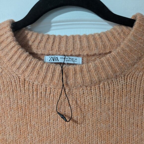 NEW! Zara | Men's Wool-Blend Crew Neck Sweater In Orange - Picture 4 of 10